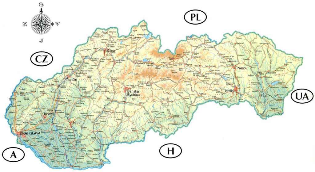 Mapa Słowacji